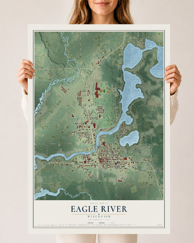 Map of Eagle River, Wisconsin, 24 x 36 inch unframed archival matte print