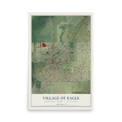 Map of Eagle, Wisconsin, 12 x 18 inch unframed archival matte print