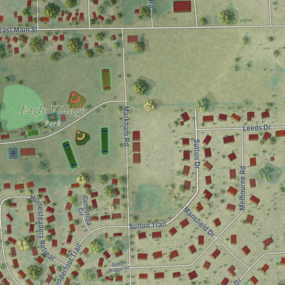 Second close-up of the map of Eagle, Wisconsin print showing more streets and buildings