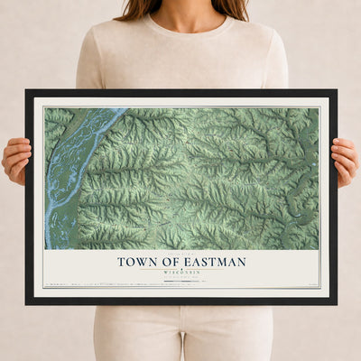 Map of the Town of Eastman, Wisconsin, 12 x 18 inch print in a black wood frame
