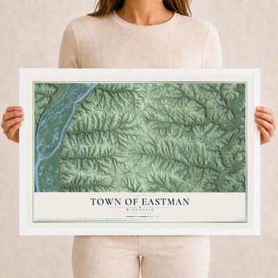 Map of the Town of Eastman, Wisconsin, 12 x 18 inch print in a white wood frame