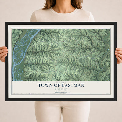 Map of the Town of Eastman, Wisconsin, 18 x 24 inch print in a black wood frame