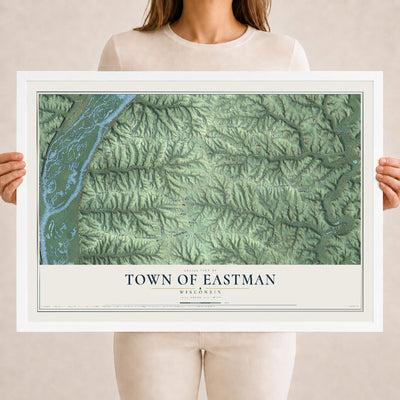 Map of the Town of Eastman, Wisconsin, 18 x 24 inch print in a white wood frame