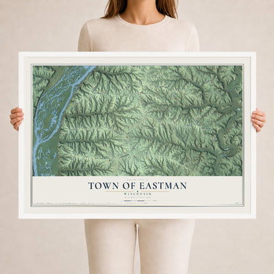 Map of the Town of Eastman, Wisconsin, 24 x 36 inch print in a white wood frame