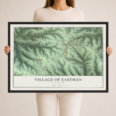 Map of Eastman, Wisconsin, 24 x 36 inch print in a black wood frame
