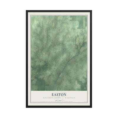 Map of Easton, Marathon County, Wisconsin, 12 x 18 inch print in a black wood frame