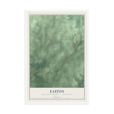 Map of Easton, Marathon County, Wisconsin, 12 x 18 inch print in a white wood frame