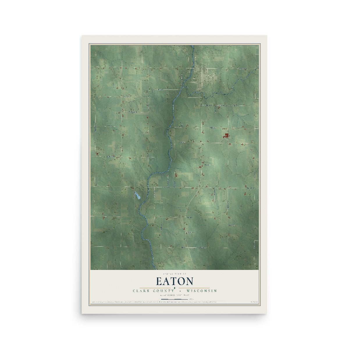 Map of Eaton, Clark County, Wisconsin, 12 x 18 inch unframed archival matte print