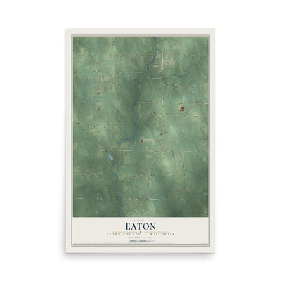 Map of Eaton, Clark County, Wisconsin, 12 x 18 inch unframed archival matte print