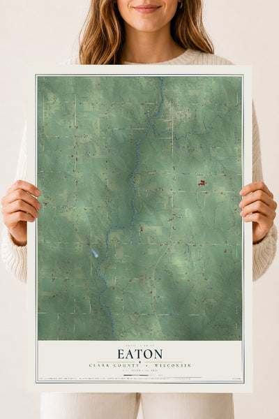 Map of Eaton, Clark County, Wisconsin, 18 x 24 inch unframed archival matte print