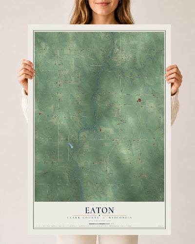 Map of Eaton, Clark County, Wisconsin, 24 x 36 inch unframed archival matte print