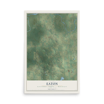 Map of Eaton, Manitowoc County, Wisconsin, 12 x 18 inch unframed archival matte print