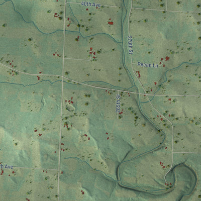 Second close-up of the map of Eau Galle, St. Croix County, Wisconsin print showing more streets and buildings