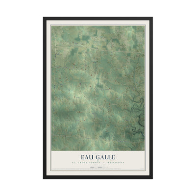 Map of Eau Galle, St. Croix County, Wisconsin, 12 x 18 inch print in a black wood frame