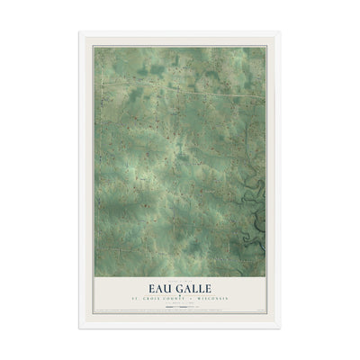 Map of Eau Galle, St. Croix County, Wisconsin, 12 x 18 inch print in a white wood frame