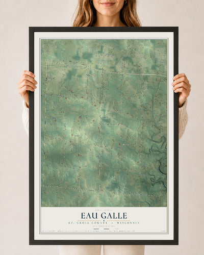 Map of Eau Galle, St. Croix County, Wisconsin, 24 x 36 inch print in a black wood frame