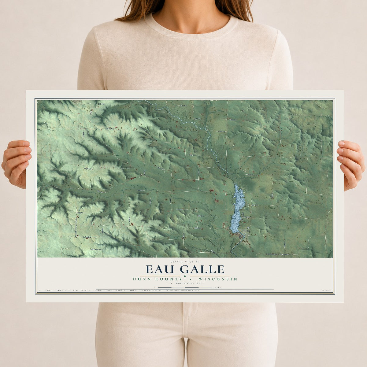 Map of Eau Galle, Dunn County, Wisconsin, 12 x 18 inch unframed archival matte print