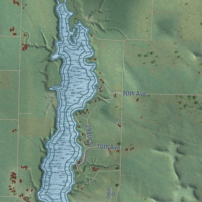 Close-up of the map of Eau Galle, Dunn County, Wisconsin print showing street and building detail