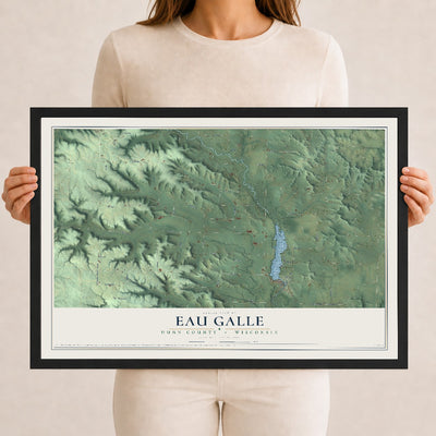 Map of Eau Galle, Dunn County, Wisconsin, 12 x 18 inch print in a black wood frame