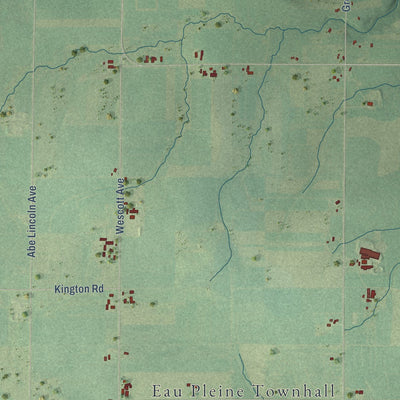 Close-up of the map of Eau Pleine, Marathon County, Wisconsin print showing street and building detail