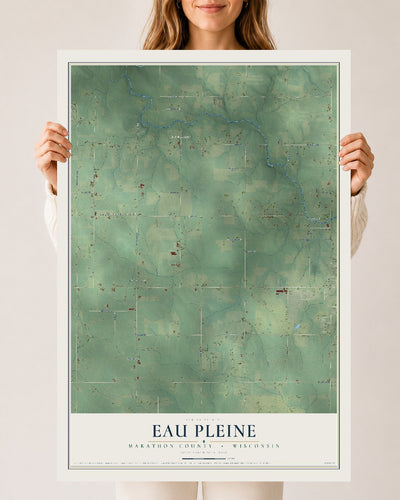 Map of Eau Pleine, Marathon County, Wisconsin, 24 x 36 inch unframed archival matte print