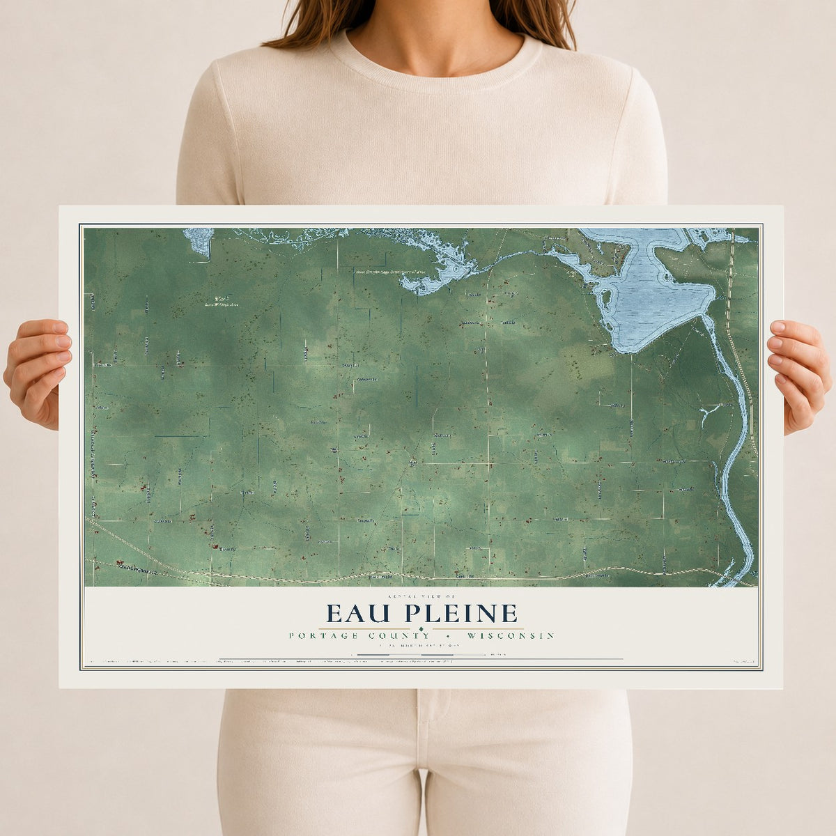 Map of Eau Pleine, Portage County, Wisconsin, 12 x 18 inch unframed archival matte print