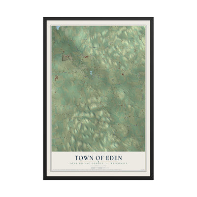 Map of the Town of Eden, Fond du Lac County, Wisconsin, 12 x 18 inch print in a black wood frame