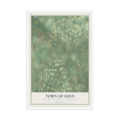 Map of the Town of Eden, Fond du Lac County, Wisconsin, 12 x 18 inch print in a white wood frame
