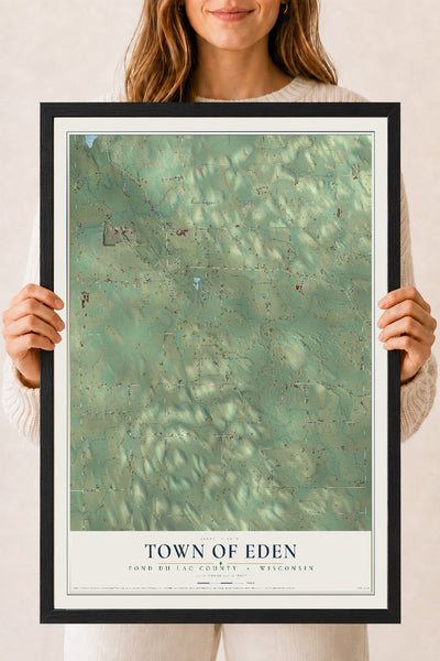 Map of the Town of Eden, Fond du Lac County, Wisconsin, 18 x 24 inch print in a black wood frame