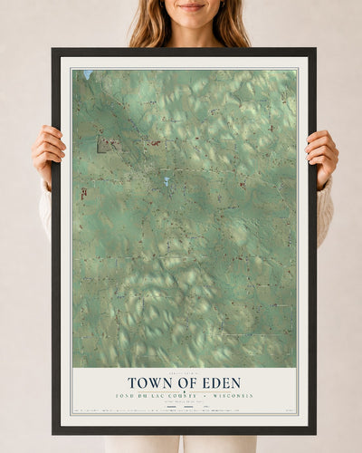 Map of the Town of Eden, Fond du Lac County, Wisconsin, 24 x 36 inch print in a black wood frame