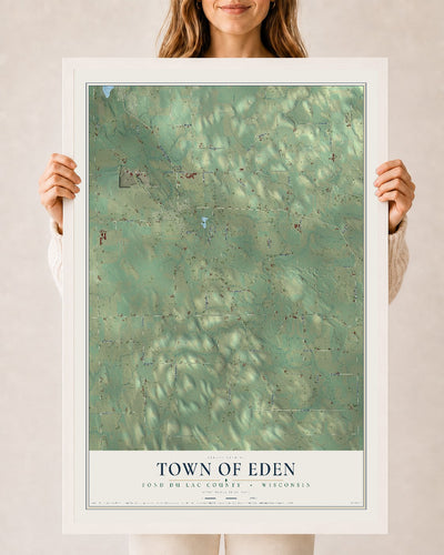 Map of the Town of Eden, Fond du Lac County, Wisconsin, 24 x 36 inch print in a white wood frame