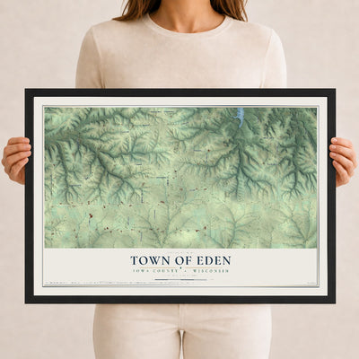 Map of the Town of Eden, Iowa County, Wisconsin, 12 x 18 inch print in a black wood frame