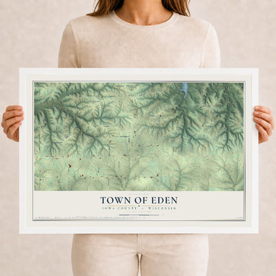 Map of the Town of Eden, Iowa County, Wisconsin, 12 x 18 inch print in a white wood frame