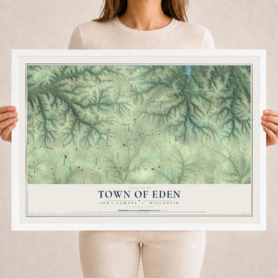 Map of the Town of Eden, Iowa County, Wisconsin, 18 x 24 inch print in a white wood frame