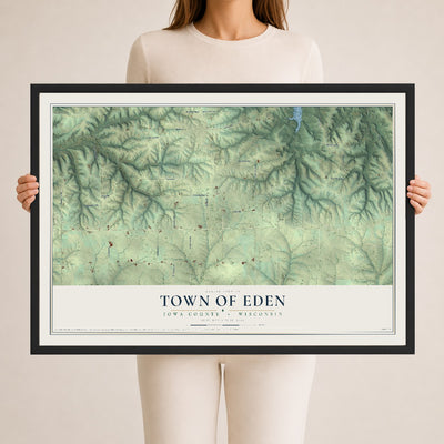 Map of the Town of Eden, Iowa County, Wisconsin, 24 x 36 inch print in a black wood frame