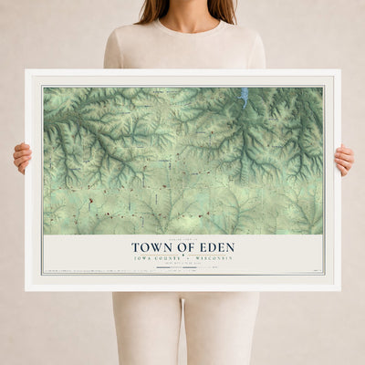 Map of the Town of Eden, Iowa County, Wisconsin, 24 x 36 inch print in a white wood frame
