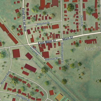 Close-up of the map of Eden, Wisconsin print showing street and building detail
