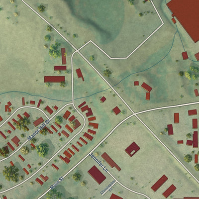 Second close-up of the map of Eden, Wisconsin print showing more streets and buildings