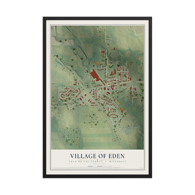 Map of Eden, Wisconsin, 12 x 18 inch print in a black wood frame