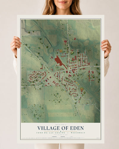 Map of Eden, Wisconsin, 24 x 36 inch unframed archival matte print