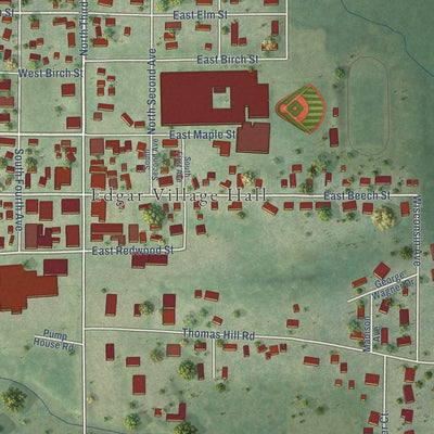 Close-up of the map of Edgar, Wisconsin print showing street and building detail