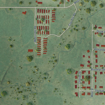 Second close-up of the map of Edgar, Wisconsin print showing more streets and buildings