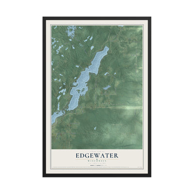 Map of Edgewater, Wisconsin, 12 x 18 inch print in a black wood frame