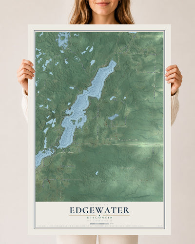 Map of Edgewater, Wisconsin, 24 x 36 inch unframed archival matte print