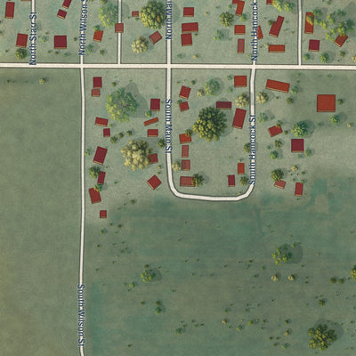 Close-up of the map of Edmund, Wisconsin print showing street and building detail