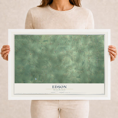 Map of Edson, Wisconsin, 12 x 18 inch print in a white wood frame