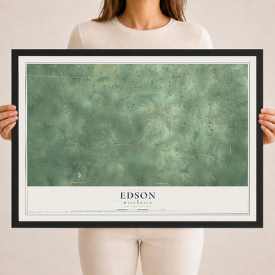Map of Edson, Wisconsin, 18 x 24 inch print in a black wood frame