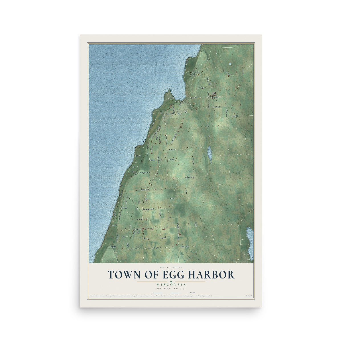 Map of the Town of Egg Harbor, Wisconsin, 12 x 18 inch unframed archival matte print