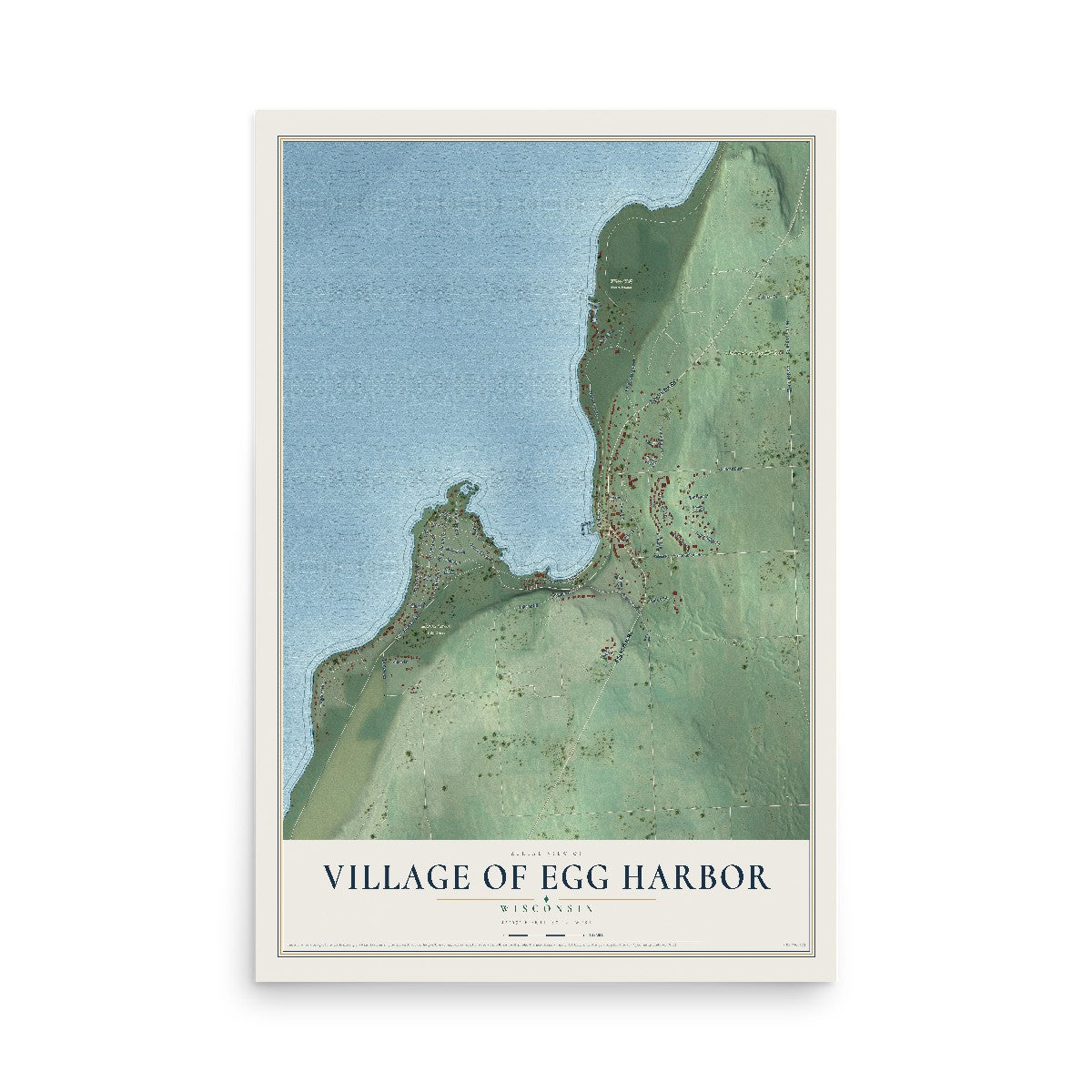 Map of Egg Harbor, Wisconsin, 12 x 18 inch unframed archival matte print