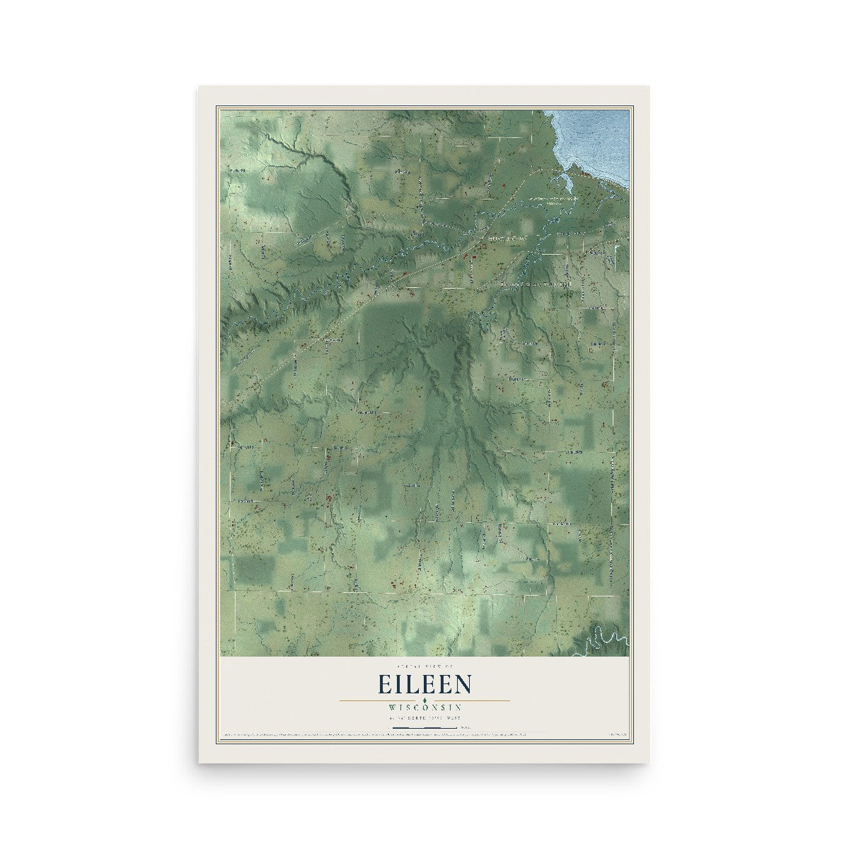 Map of Eileen, Wisconsin, 12 x 18 inch unframed archival matte print